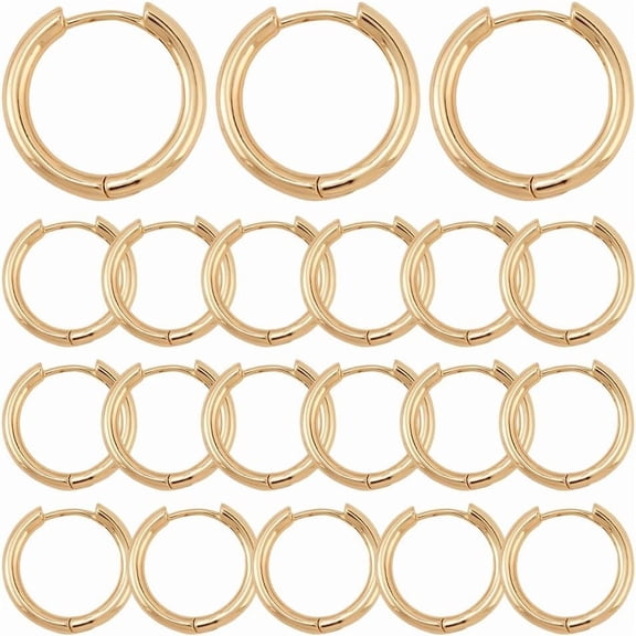 1 Box 20Pcs Gold Hook Earring Huggie Earrings Hoops Bulk Metal Brass Round Ring Tiny Cartilage Hoop Hooks Findings with Latch Back Closure for Jewelry Making DIY Crafts Women Accessories DIY
