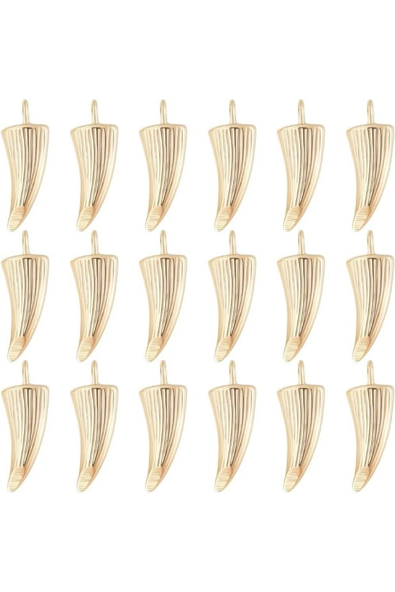 1 Box 20Pcs Horn Charms Real 18K Gold Plated Brass 15x5x2mm Italian Lucky Horn Pendant Charms Jewelry Making
