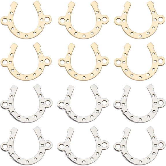 1 Box 20Pcs Horseshoe Connectors Link Charms Bulk Golden Silver Metal Titanium Steel Vintage Horse Shoe 2 Holes Connector Links Charm Charms Earring DIY Crafts Accessories