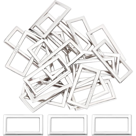 1 Box 20Pcs Metal Flat Rectangle Rings 30mm Inner Length Heavy Duty Silver Alloy Buckle Loop