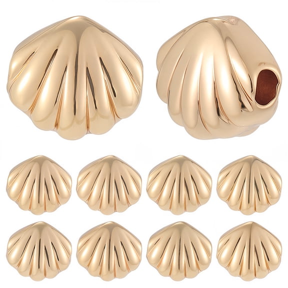 1 Box 20Pcs Metal Ocean Beads 18K Gold Plated Small Scallop Shell Beads for Summer Beach Sea Hawaii Holiday Jewelry Making DIY Crafts Decoration DIY