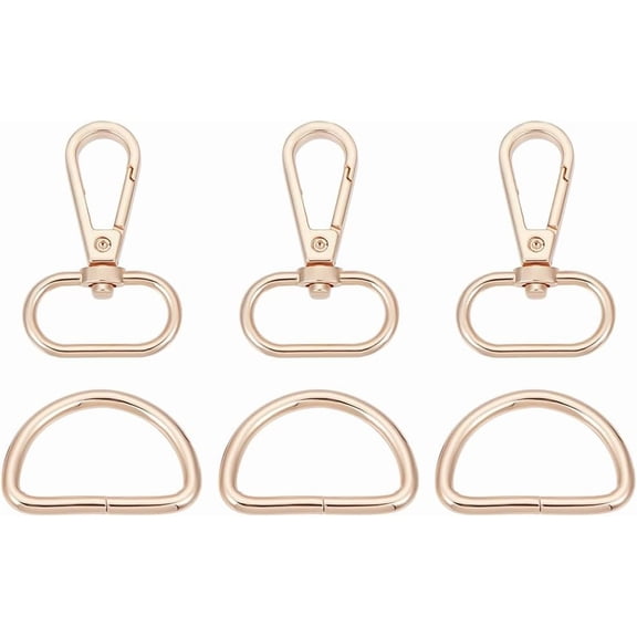 1 Box 20Pcs Metal Snap Hooks Swivel Trigger Snaps with D Rings Gold Keychain Push Gate Hooks Clips for Key Lanyard Purse Bag Straps Hardware Replacement Leather DIY Sewing Craft