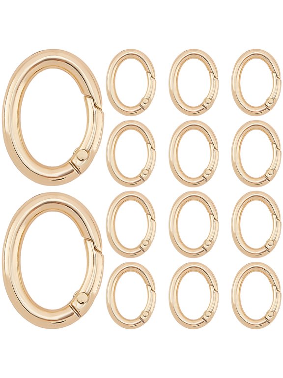 1 Box 20Pcs Metal Spring Oval Rings Jewelry Carabiner Clasp Gold Alloy Small Trigger Gate Key Rings Snap Hooks Clip Buckles Accessories