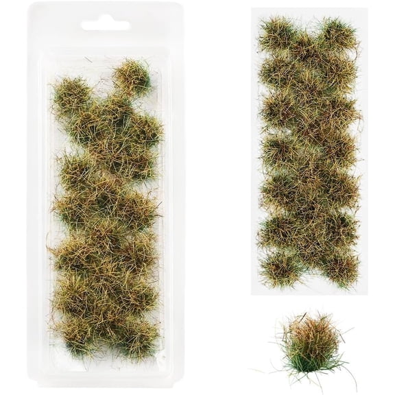 1 Box 20Pcs Mini Grass Tufts Model Railroad Static Grass Bulk Resin Brown Bushy Plant Model Train Scenery Supplies for DIY Crafts Railroad Scenery Military Landscape Decorations Green