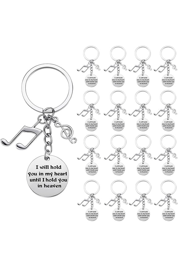 1 Box 20Pcs Musical Note Key Chains Bulk Music Themed Keychains Alloy Silver Small Voice School Words Blank Engraving Tags Metal Charms Keyrings for Car Key Purses Party Favors Gift Decor