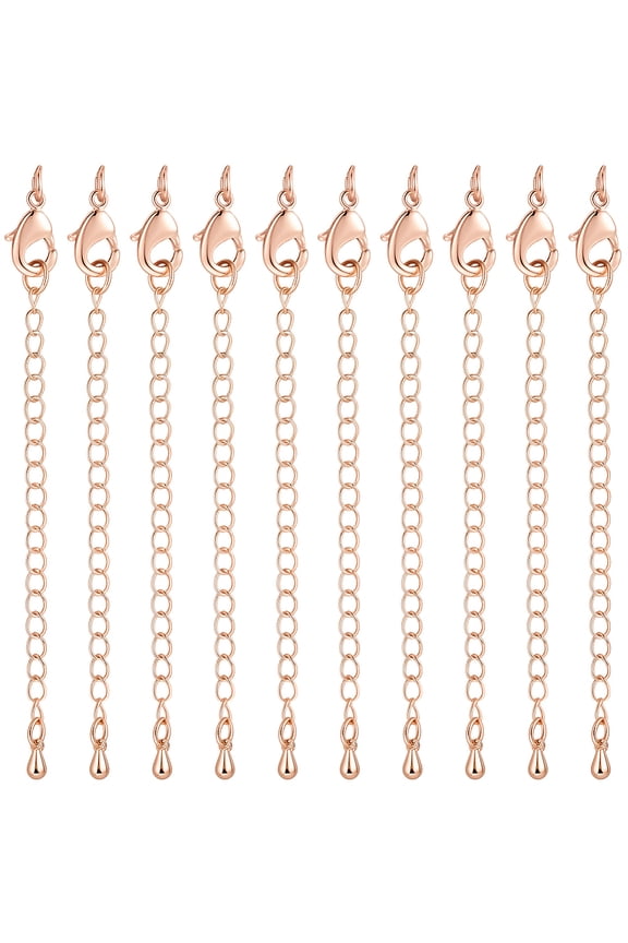 1 Box 20Pcs Necklace Extenders Clasps 65mm Rose Gold Color Bracelets Extender Chain with Lobster Clasp Extensions Tail Chains