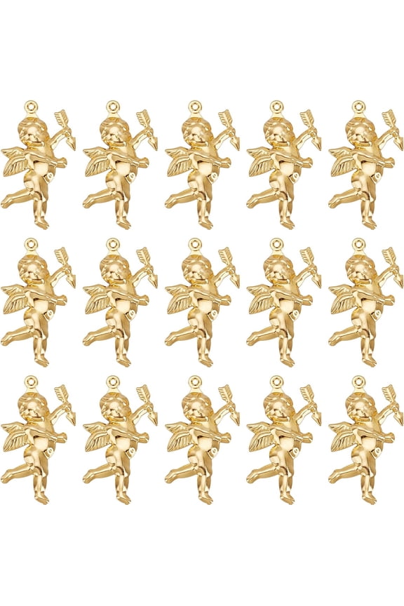 1 Box 20Pcs Real 18K Gold Plated Angel Charms Guardian Angel Charm Love God Lucky Cupid Charms for Jewelry Making Charms DIY Bracelet Necklace Earring Valentines Day Gift Women Adult Craft for DIY