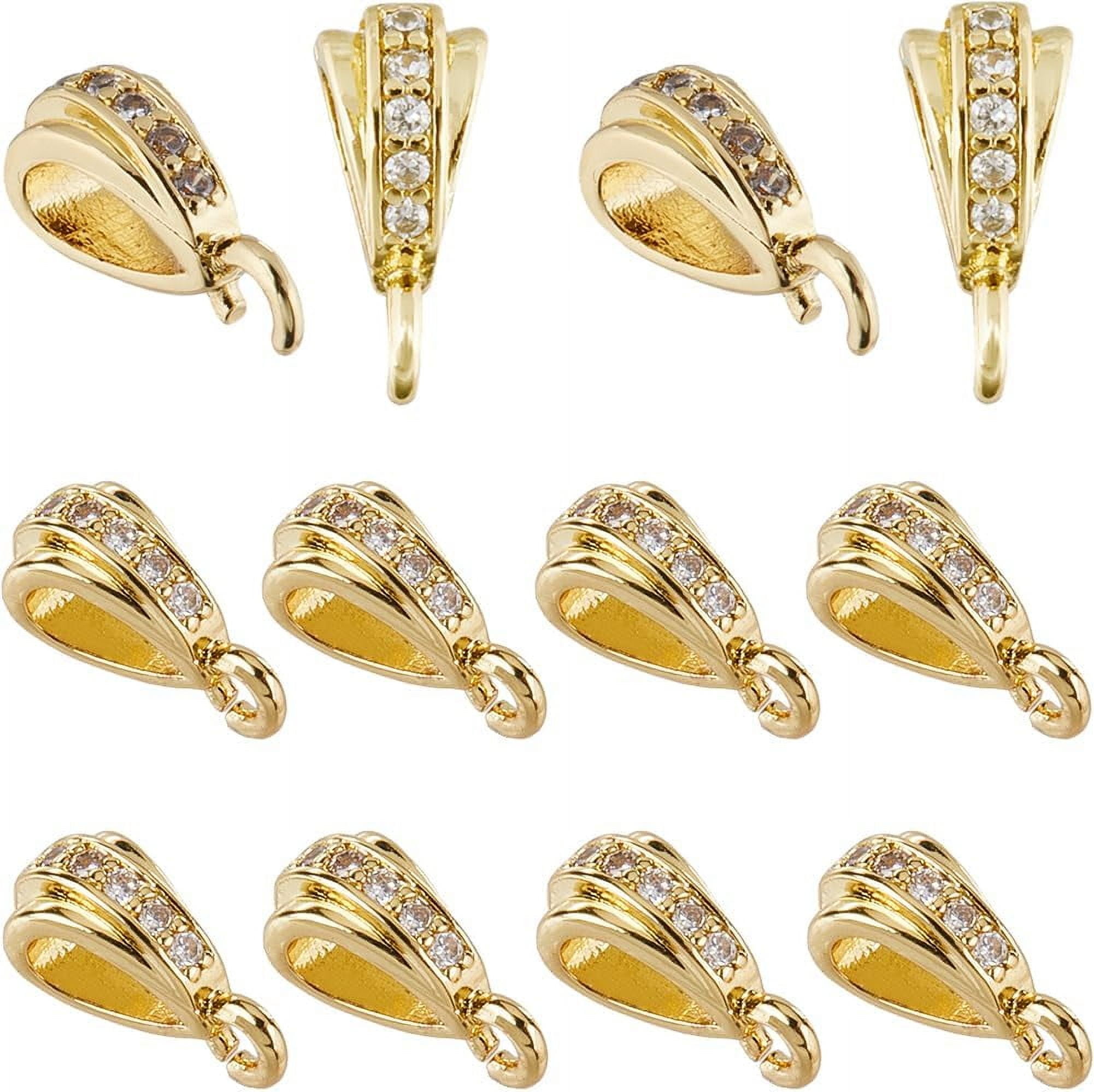 2-Pack 18kt Gold Plated Sterling Silver Small Pendant Clasp Bail Connector #99166