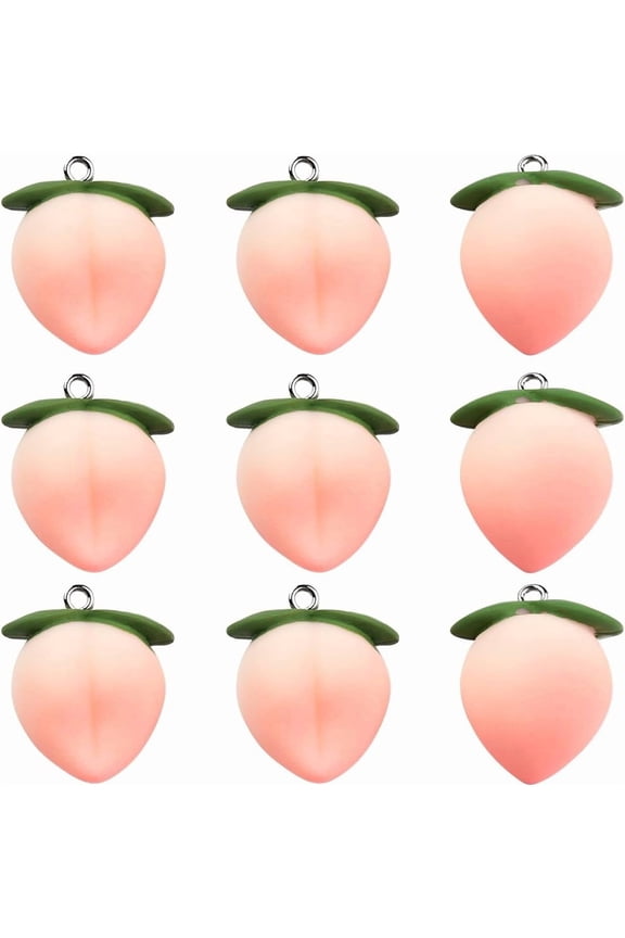 1 Box 20Pcs Resin Peach Charms Peaches Charm 3D Opaque Bulk Pink Fruit with Green Leaves Fruits Charm Charms DIY Crafts Bracelets Earring Wedding Christmas Women Adults Mixed ColorDIY