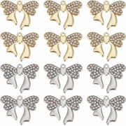 1 Box 20Pcs Rhinestone Bowtie Charm large Bows Charms Bulk Large Metal Silver Cute Lolita Bowknot Lovely Charms