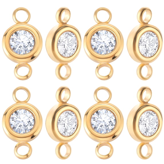 1 Box 20Pcs Rhinestone Connectors Charms 304 Stainless Steel Flat Round Link Charms for Jewelry Making