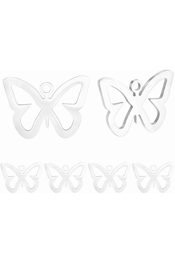 1 Box 20Pcs Silver Butterfly Charms 12.5x17.5mm Stainless Steel Fly Butterfly Jewelry Charms for DIY
