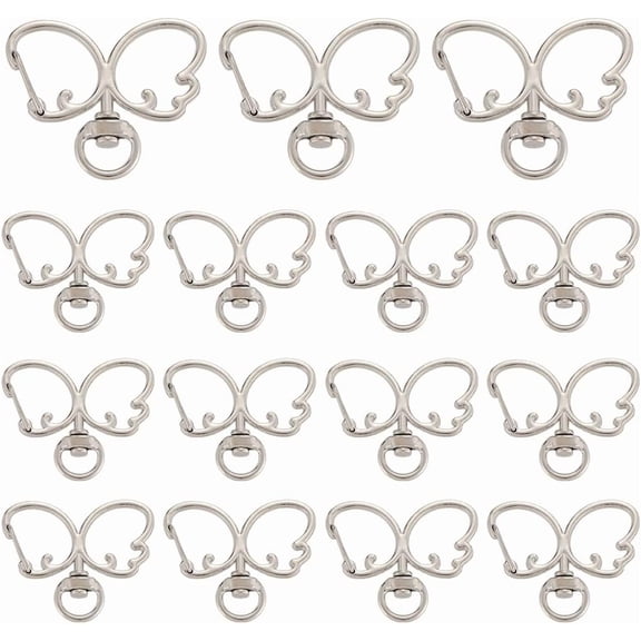 1 Box 20Pcs Silver Swivel Snap Hooks Butterfly Key Chain Clip Bulk Metal Spring Alloy Rings Lobster Clasps Snap Buckle Cute Keychain Findings for DIY Making