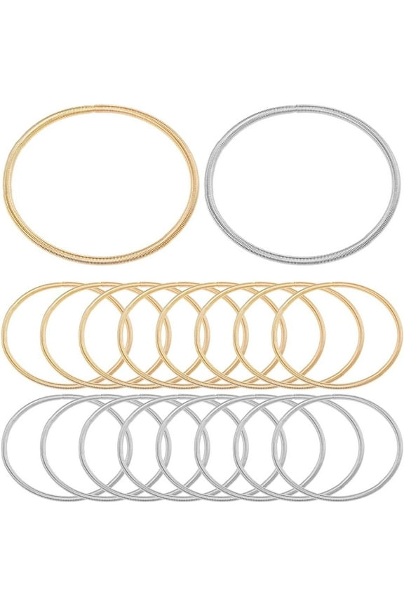 1 Box 20Pcs Snake Bracelet Chain Expandable Bangles 3mm Gold Silver Metal Stainless Steel Adjustable Spring Friendship Bracelets Cuffs Chains for Jewelry Making DIY Crafts Women Accessories for diy