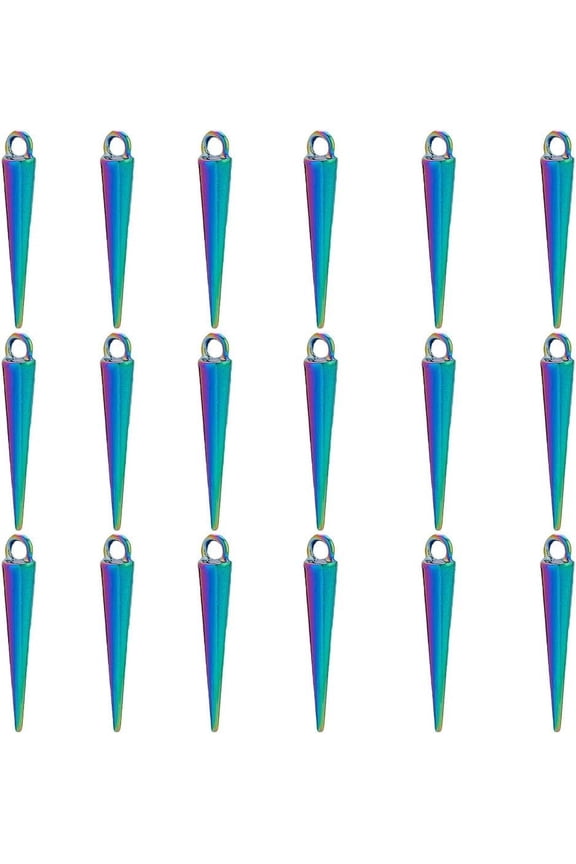 1 Box 20Pcs Spike Charm Beads Cone Charms Alloy Rainbow Long Sticks Spikes Cones Gothic 3D Vintage Charm