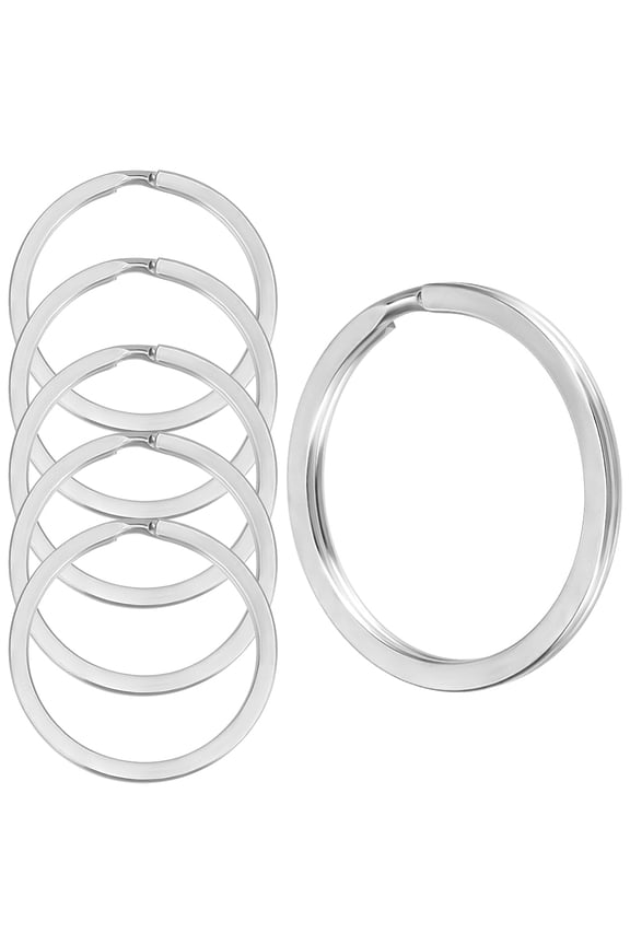 1 Box 20Pcs Split Key Rings 316L Stainless Steel Flat Keychain Clasp Metal O Ring for Home Car Office Keys Attachment 35 x 2.5mm DIY