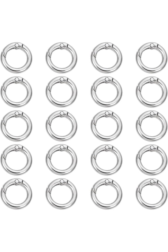 1 Box 20Pcs Spring O Rings Silver Alloy Round Carabiner Snap Clip Trigger Buckle Clip Replacement for Jewellery Making Keychain Keyring Purses Handbags DIY Crafts Accessories Hardware
