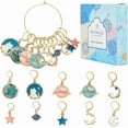 thumbnail image 1 of 1 Box 20Pcs Stitch Markers Crochet Stitch Marker Cute Planet Moon Star Enamel Charms Clip On Removable Lobster Clasp Zipper Pull Charm Locking Knitting Markers for Weaving Sewing Quilting for DIY, 1 of 9