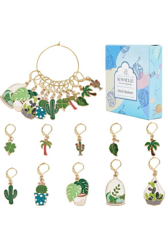 1 Box 20Pcs Stitch Markers Cute Lobster Clasp Charms Green Plants Cactus Crochet Stitch Marker Removable Knitting Stitch Markers Metal Crocheting Markers for Sewing Weaving Knit Threading for DIY