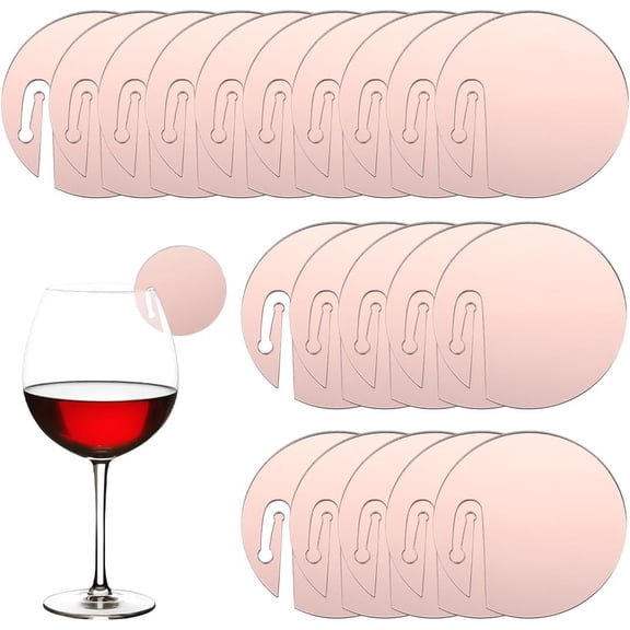 1 Box 20Pcs Wine Glass Tags Write on Acrylic Circle Drink Tags Charms Funny Flat Round Plastic Wine Glass Name Tag Blanks Stemless Glasses Identification