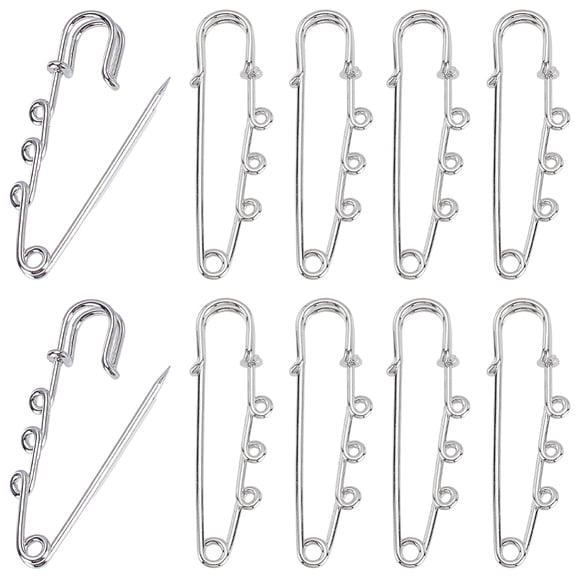 1 Box 20pcs 2 Inch Kilt Pins Bulk Safety Pin Brooch Finding Silver 3 Loops Metal Steel Fastener Clip Clasp Kilt Safety Badge Findings