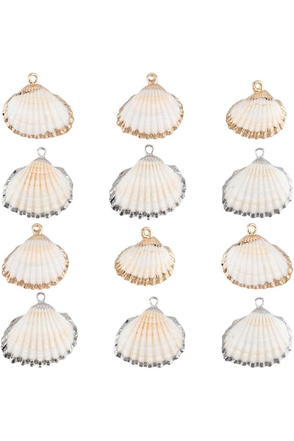 1 Box 20pcs Seashell Charms Bulk Shells Charms Gold Silver Electroplated Sea Life Shell Ocean Bead Charm Bulk Necklace Earring Gifts Decorations Mixed Color