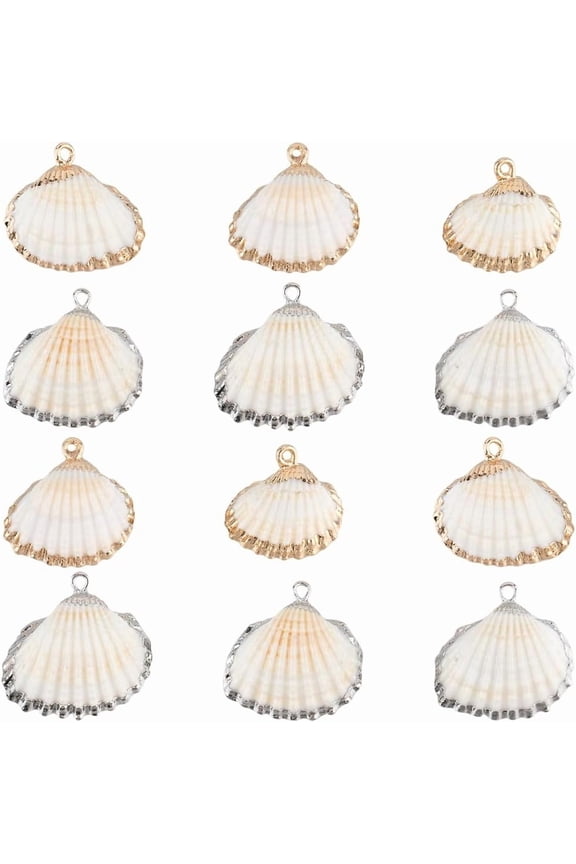1 Box 20pcs Seashell Charms Bulk Shells Charms Gold Silver Electroplated Sea Life Shell Ocean Bead Charm Bulk