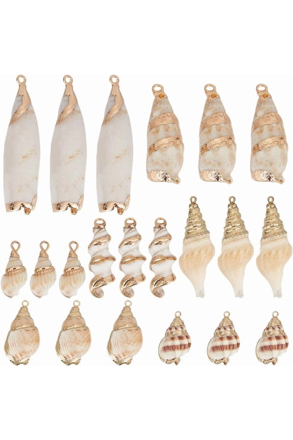 1 Box 21Pcs 7 Styles Natural Seashell Charms Conch Charm Large White Summer Sea Beach Hawaii Ocean Life Shell Charms for Jewelry Making Charms Diy Necklaces Bracelets Earrings