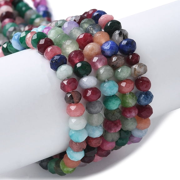 1 Box 220PCS Natural White Jade Beads Strands with Hole Rondelle Dyed Gemstone Abacus Colorful Disk Loose Spacer Bead Stone