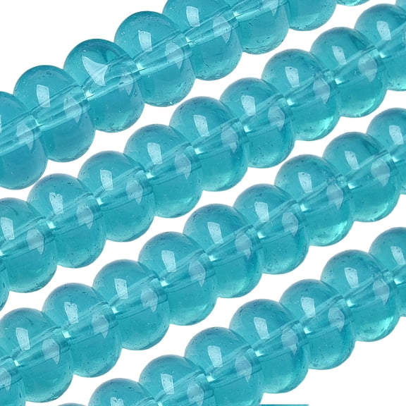 1 Box 225PCS 8MM Dark Cyan Rondelle Glass Beads with Holes Clear Transparent Abacus Disk Disc Imitation Jade Spacer Loose Bead Bulk