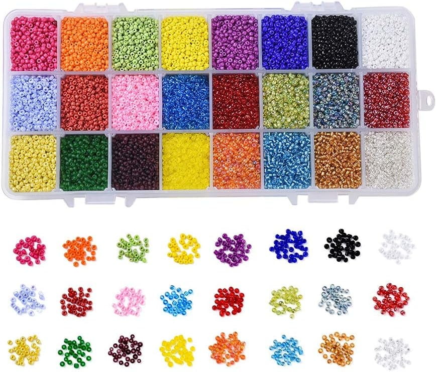 1 Box 24 Color 12/0 Round Glass Seed Beads 2mm Mixed Frosted Colors Loose Spacer Beads Transparent Colours Lustered Pony Beads DIY