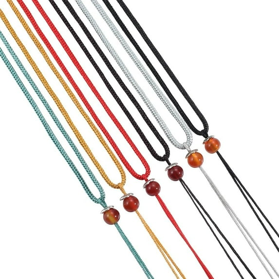 1 Box 24 Pack 6 Colors 25.20 inch/64cm Necklace Rope Cord Thread Chain Necklace Long Light Khaki Black String Cord with Natural Agate Bead for Jewelry Making Adults Beading Charms Supplies diy