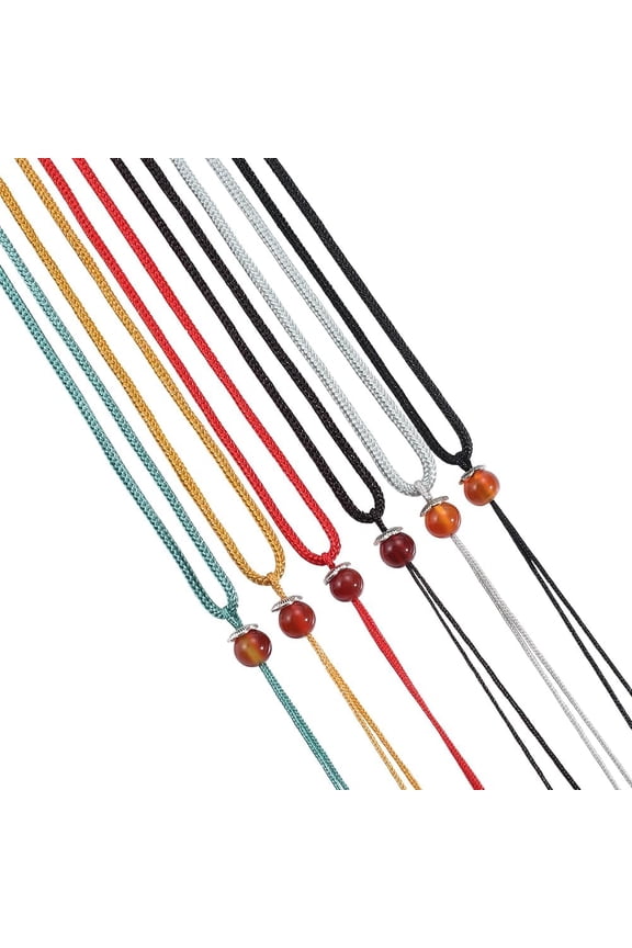 1 Box 24 Pack 6 Colors 25.20 inch/64cm Necklace Rope Cord Thread Chain Necklace Long Light Khaki Black String Cord with Natural Agate Bead for Jewelry Making Adults Beading Charms Supplies diy