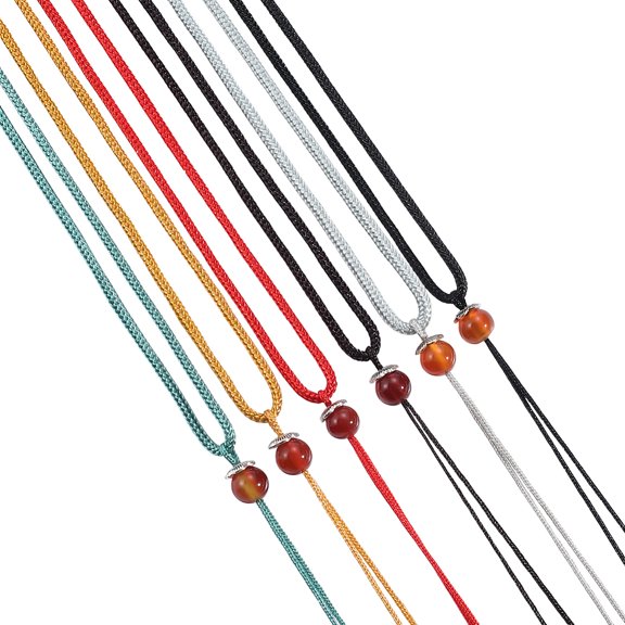 1 Box 24 Pack 6 Colors 25.20 inch/64cm Necklace Rope Cord Thread Chain Necklace Long Light Khaki Black String Cord with Natural Agate Bead