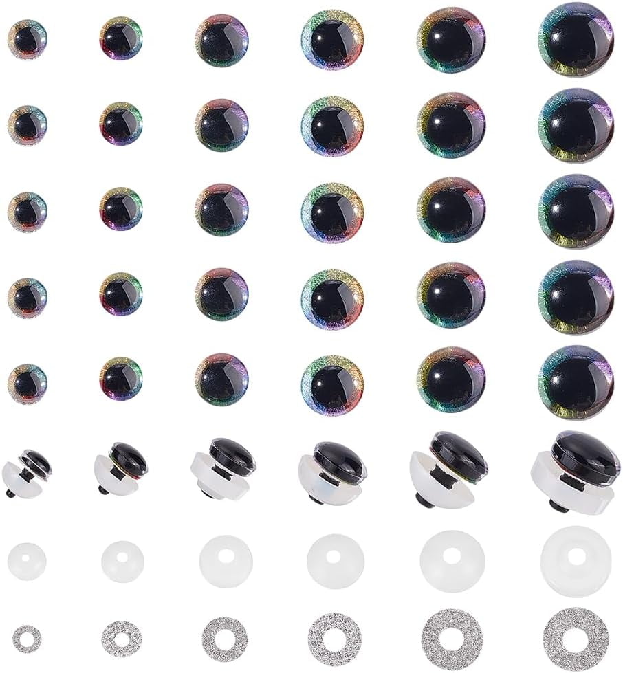 BESTCYC 30Pcs 24mm Large Transparent Safety Eyes With Washers - Plastic Craft Eyes For Plush Toys, Dolls, Amigurumi