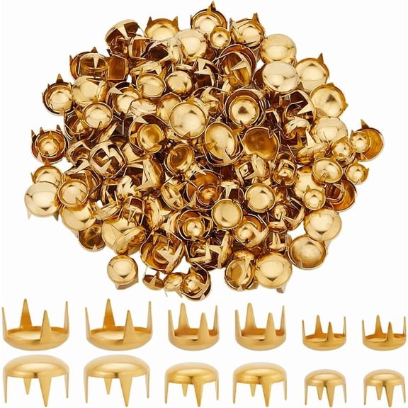 1 Box 240Pcs 3 Styles Metal Claw Beads Dome Rivets Studs Spots 6mm 8mm 10mm Gold Brass Punk Rock Mushroom Head Prong Nail