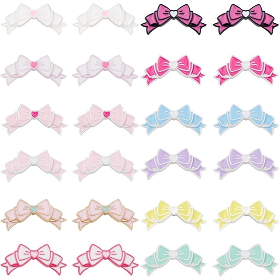 1 Box 24Pcs 12 Colors Bead Bowknot Beads Bulk Colorful Pink Metal Alloy Butterfly Wings Bows Bowknots Large Loose Spacer Bead