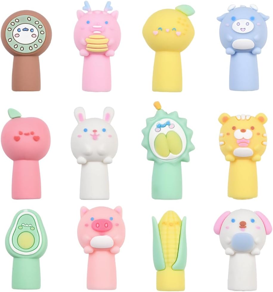 1 Box 24Pcs 12 Styles Animal Pencil Toppers Cute Pencil Toppers ...