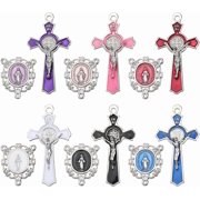 1 Box 24Pcs 12 Styles Colorful Charms Crucifix Charm Bulk Alloy Oval Enamel Faith Easter Rosary Pendants
