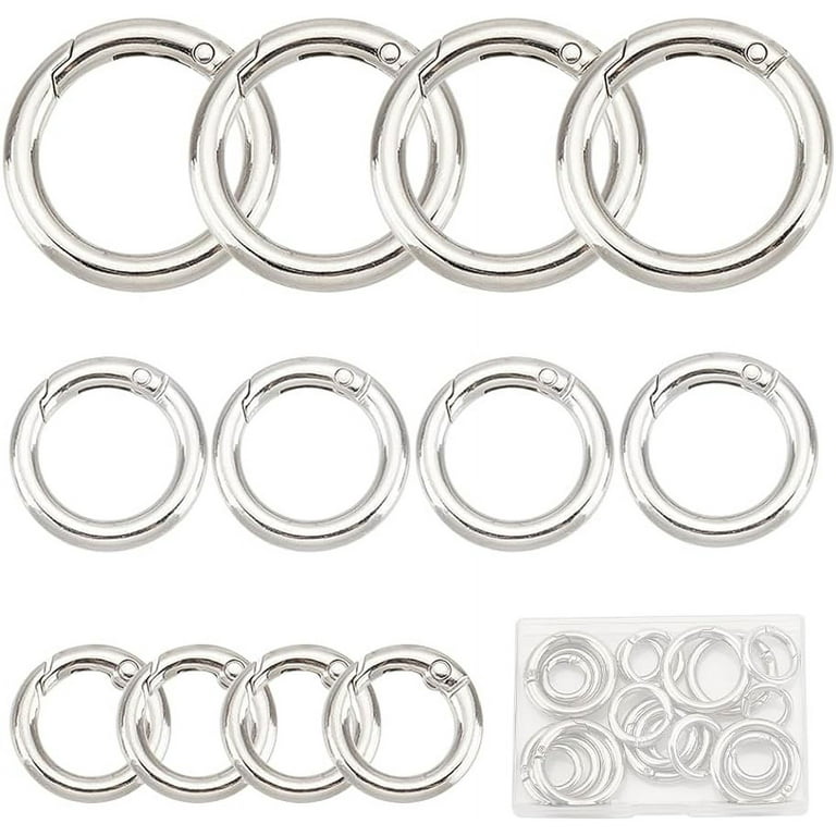 Box 24Pcs Sizes Spring O Rings Bulk Silver Round Carabiners