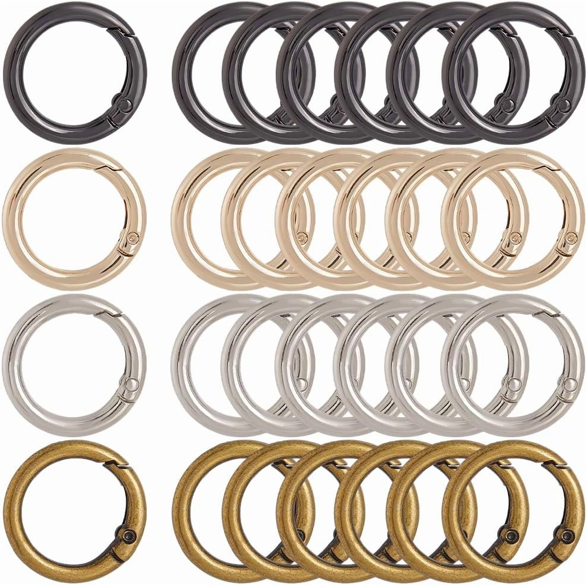 Spring Gate Round Ring 1 Box 24Pcs 4 Colors Spring Gate Rings Round Snap Hook Carabiner Clip ...