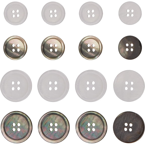 1 Box 24Pcs 4 Styles Mother of Pearl Blazer Buttons Regular Suit Buttons Set Flat Round Grey Sewing Natural 4-Hole Lip Shell Buttons for Clothes Crafts DIY Handmade 0.6 Inch 0.8 Inch for diy making