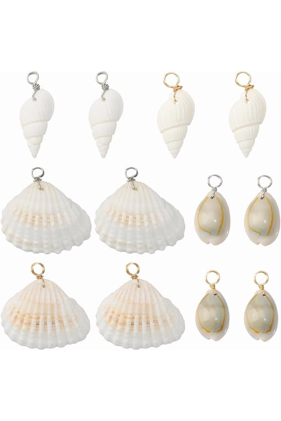 1 Box 24Pcs 6 Styles Conch Shell Charm Seashell Charms Bulk Natural Summer Real Cowrie Mixed Ocean Beach Pendants for Jewelry Making Findings DIY Necklaces Bracelets Earrings Crafts Adults for DIY