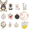 thumbnail image 1 of 1 Box 24Pcs Easter Rabbit Charms Enamel Bunny Charm Easter Alice Rabbit Moon Alarm Clock Poker Card Cute Animal Charms for Jewelry Making Charm Easter Holiday Earring Crafts Accessories, 1 of 6