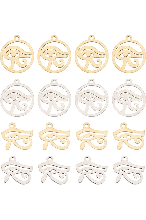 1 Box 24Pcs Eye of Horus Charms Bulk Egyptian Eye Charm Stainless Steel Eyes Charm Metal Magic Spiritual Charms for Jewelry Making Charm Women Adult DIY Necklace Earrings Bracelet Crafts diy