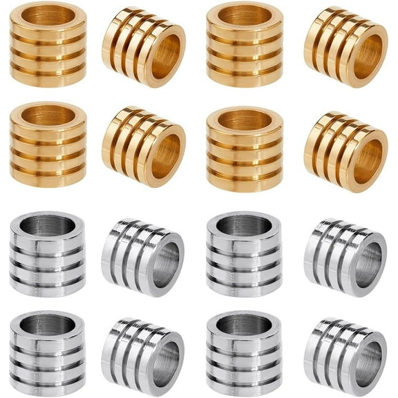1 Box 24Pcs Metal Barrel Beads Large Hole Column Spacer Beads Bulk 10mm Gold Silver 304 Stainless Steel Tube Spacers Bead for Jewelry Making DIY Crafts Earrings Bracelets Necklaces Supplies