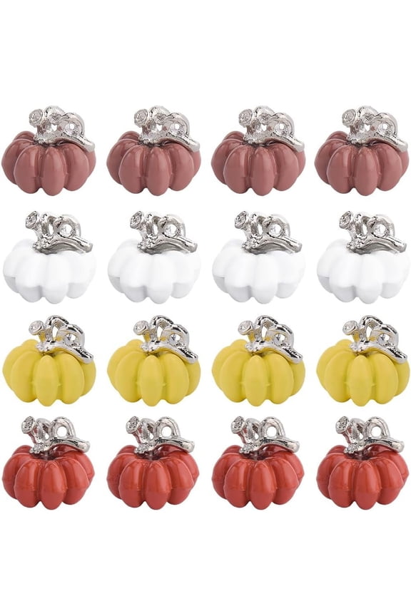 1 Box 24Pcs Pumpkin Charms 3D Thanksgiving Enamel Charms Autumn Fall Charm Holiday Pumpkin Charm Pumpkins Charms