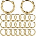 thumbnail image 1 of 1 Box 24Pcs Real 18K Gold Plated Brass Hoop Earring Findings Twist Huggie Hoops Bulk Metal Round Ring Tiny Cartilage Hooks Hoop with Latch Back Closure for Jewelry Making DIY Crafts Supplies, 1 of 6