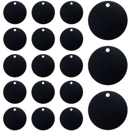 1 Box 25Pcs Black Blank Tags Aluminum Stamping Blanks Metal Flat Round Engraved Circle Cat Dog Pet Name Blank Charms DIY
