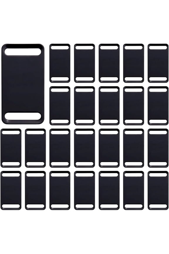 1 Box 25Pcs Blank Stamping Tags Aluminum Engraving Tags Black Rectangle 2.2 x 4.4cm Blanks Personalized Pet ID Tag Charms Connectors for DIY Jewelry Art Dog Pet Keychain Craft Gifts Decor
